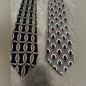 Bill Blass Geometric Patterned Ties - Black and Burgundy
